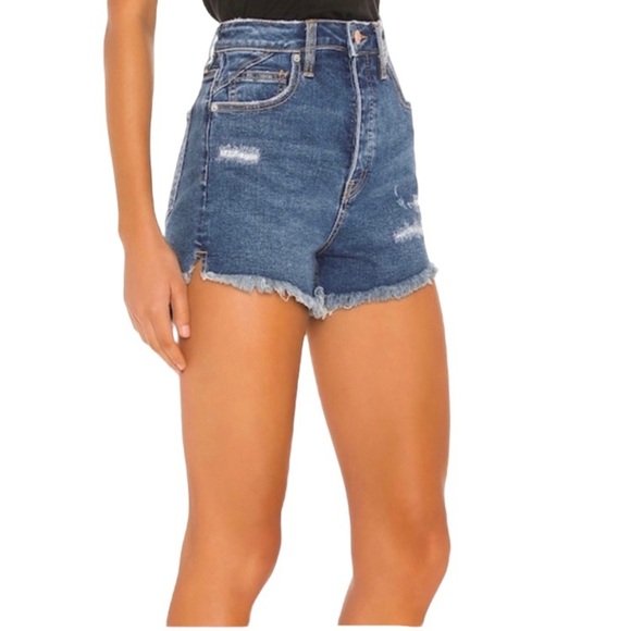 NWT We The Free Vintage Crvy Distressed Frayed High Rise Denim Shorts 26 - Picture 2 of 16